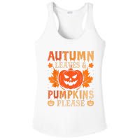 Fall Autumn Leaves & Pumpkin Please Halloween Ladies PosiCharge Competitor Racerback Tank