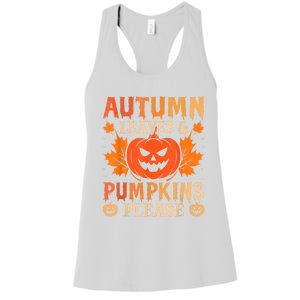 Fall Autumn Leaves & Pumpkin Please Halloween Women's Racerback Tank