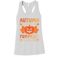 Fall Autumn Leaves & Pumpkin Please Halloween Women's Racerback Tank