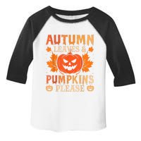 Fall Autumn Leaves & Pumpkin Please Halloween Toddler Fine Jersey T-Shirt