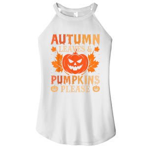 Fall Autumn Leaves & Pumpkin Please Halloween Women's Perfect Tri Rocker Tank