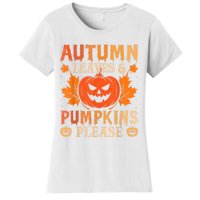 Fall Autumn Leaves & Pumpkin Please Halloween Women's T-Shirt