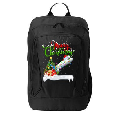 Funny Airplane Lover Xmas Lighting Santa Airplane Christmas Cute Gift City Backpack