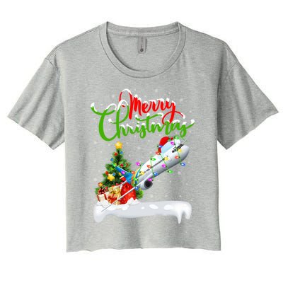 Funny Airplane Lover Xmas Lighting Santa Airplane Christmas Cute Gift Women's Crop Top Tee