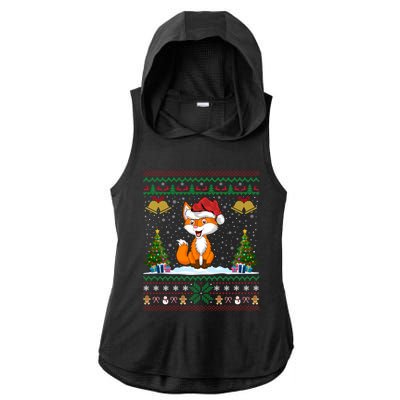 Foxes Animal Lover Xmas Gift Ugly Fox Christmas Gift Ladies PosiCharge Tri-Blend Wicking Draft Hoodie Tank