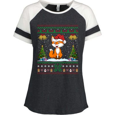 Foxes Animal Lover Xmas Gift Ugly Fox Christmas Gift Enza Ladies Jersey Colorblock Tee