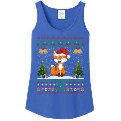 Foxes Animal Lover Xmas Gift Ugly Fox Christmas Gift Ladies Essential Tank