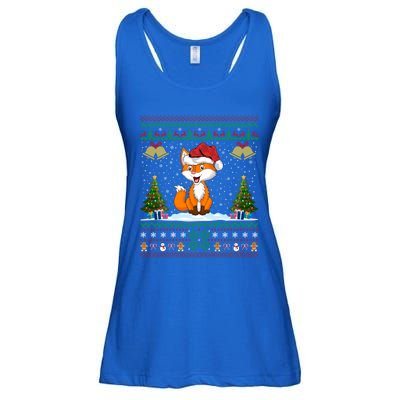 Foxes Animal Lover Xmas Gift Ugly Fox Christmas Gift Ladies Essential Flowy Tank