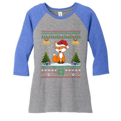 Foxes Animal Lover Xmas Gift Ugly Fox Christmas Gift Women's Tri-Blend 3/4-Sleeve Raglan Shirt