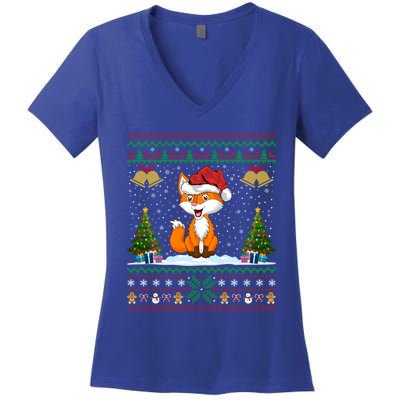 Foxes Animal Lover Xmas Gift Ugly Fox Christmas Gift Women's V-Neck T-Shirt