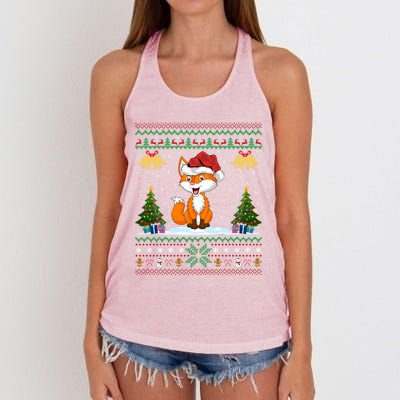 Foxes Animal Lover Xmas Gift Ugly Fox Christmas Gift Women's Knotted Racerback Tank