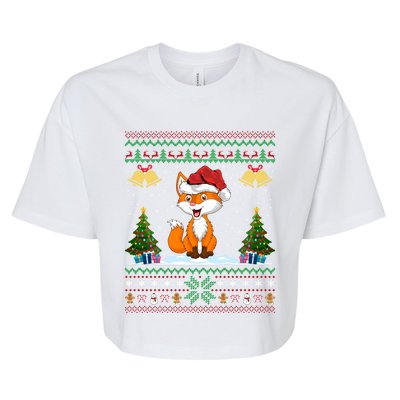 Foxes Animal Lover Xmas Gift Ugly Fox Christmas Gift Bella+Canvas Jersey Crop Tee