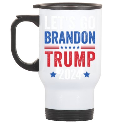 Funny Anti Liberal Us Flag LetS Go Brandon Trump 2024 Stainless Steel Travel Mug