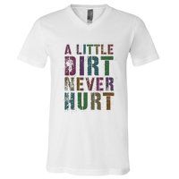 Funny A Little Dirt Never Hurt Gardening Bike V-Neck T-Shirt