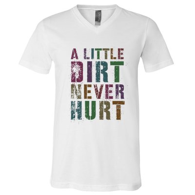 Funny A Little Dirt Never Hurt Gardening Bike V-Neck T-Shirt