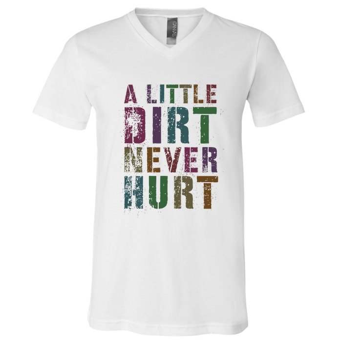 Funny A Little Dirt Never Hurt Gardening Bike V-Neck T-Shirt