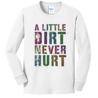 Funny A Little Dirt Never Hurt Gardening Bike Kids Long Sleeve Shirt