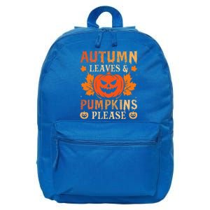 Fall Autumn Leaves & Pumpkin Please Halloween 16 in Basic Backpack