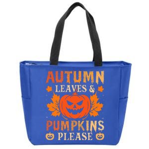 Fall Autumn Leaves & Pumpkin Please Halloween Zip Tote Bag