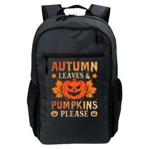 Fall Autumn Leaves & Pumpkin Please Halloween Daily Commute Backpack