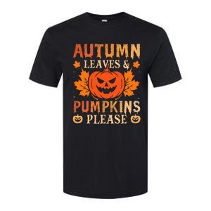 Fall Autumn Leaves & Pumpkin Please Halloween Softstyle CVC T-Shirt