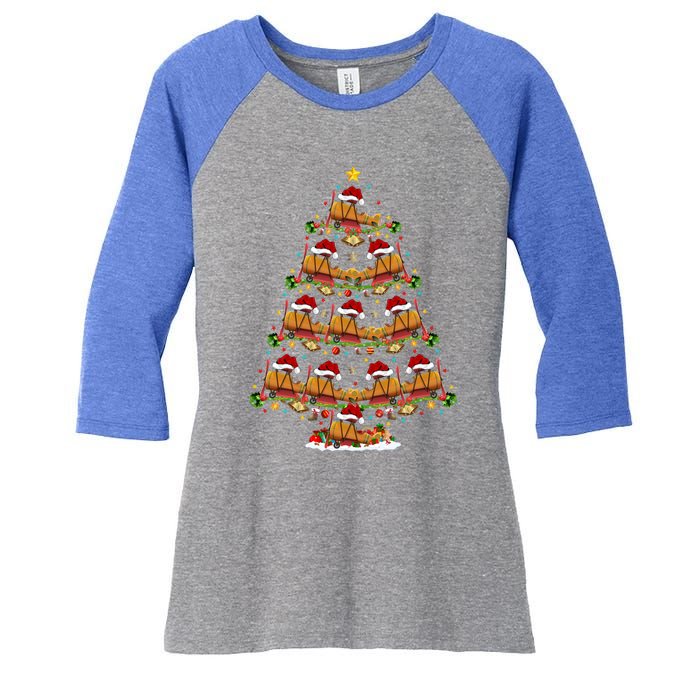 Funny Airplane Lover Matching Santa Airplane Christmas Tree Gift Women's Tri-Blend 3/4-Sleeve Raglan Shirt