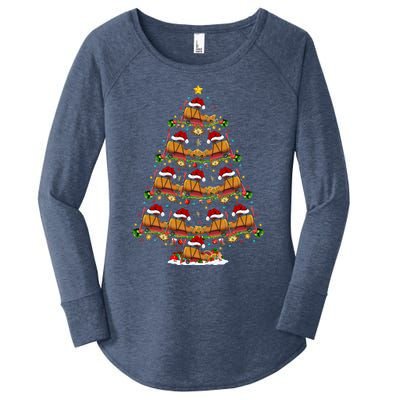 Funny Airplane Lover Matching Santa Airplane Christmas Tree Gift Women's Perfect Tri Tunic Long Sleeve Shirt