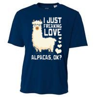 Funny Alpaca Lover Design I Just Freaking love Alpacas Cooling Performance Crew T-Shirt