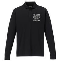 Freaking Awesome Like My Daughter Funny Fathers Mothers Day Performance Long Sleeve Polo