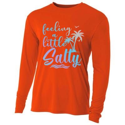 Feeling A Little Salty Summer Vibes Beach Vacay Summertime Gift Cooling Performance Long Sleeve Crew