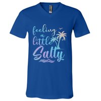 Feeling A Little Salty Summer Vibes Beach Vacay Summertime Gift V-Neck T-Shirt