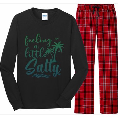 Feeling A Little Salty Summer Vibes Beach Vacay Summertime Gift Long Sleeve Pajama Set