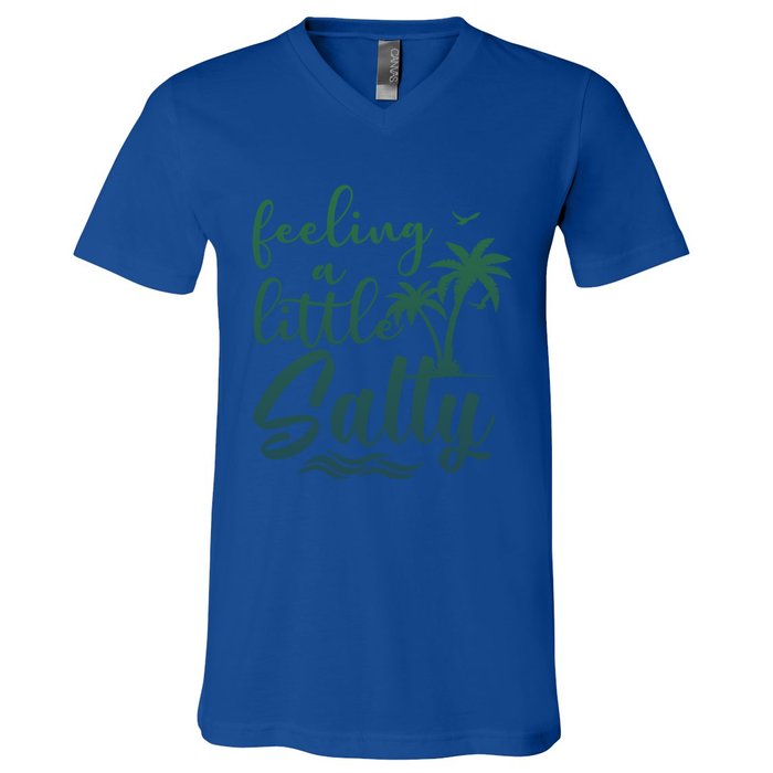 Feeling A Little Salty Summer Vibes Beach Vacay Summertime Gift V-Neck T-Shirt