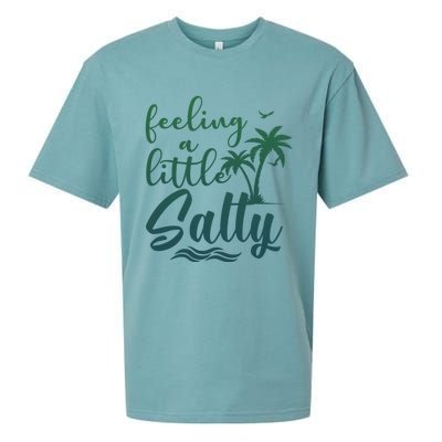 Feeling A Little Salty Summer Vibes Beach Vacay Summertime Gift Sueded Cloud Jersey T-Shirt