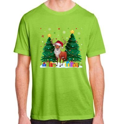 Funny Animal Lovers Deer Santa Hat Ugly Christmas Adult ChromaSoft Performance T-Shirt