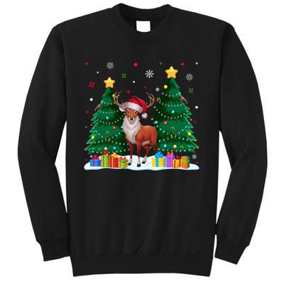 Funny Animal Lovers Deer Santa Hat Ugly Christmas Sweatshirt