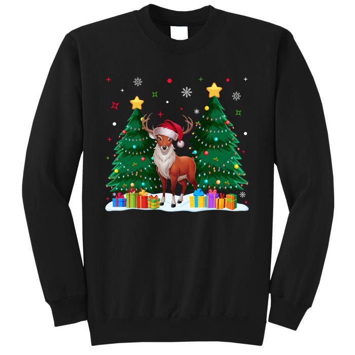 Funny Animal Lovers Deer Santa Hat Ugly Christmas Sweatshirt