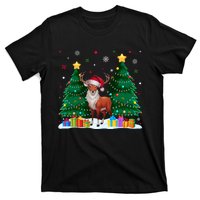 Funny Animal Lovers Deer Santa Hat Ugly Christmas T-Shirt