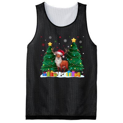 Funny Animal Lovers Deer Santa Hat Ugly Christmas Mesh Reversible Basketball Jersey Tank