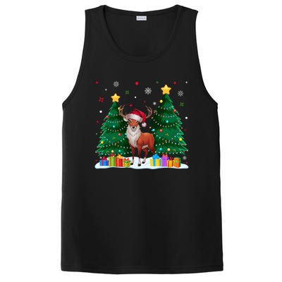 Funny Animal Lovers Deer Santa Hat Ugly Christmas PosiCharge Competitor Tank