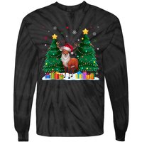 Funny Animal Lovers Deer Santa Hat Ugly Christmas Tie-Dye Long Sleeve Shirt