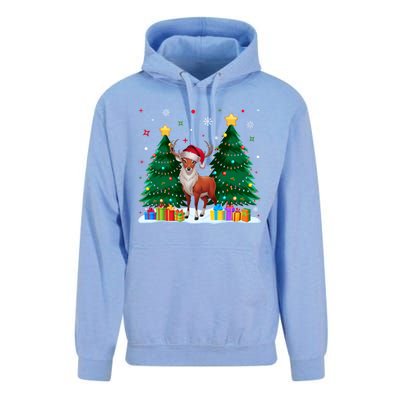 Funny Animal Lovers Deer Santa Hat Ugly Christmas Unisex Surf Hoodie