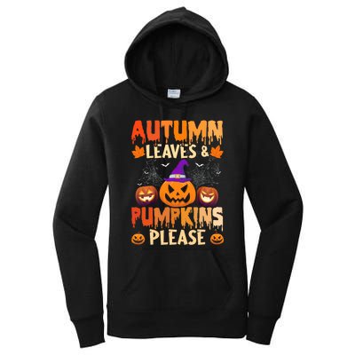 Fall Autumn Leaves & Pumpkin Please Halloween Women's Pullover Hoodie