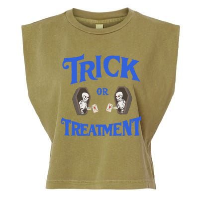 Funny Assisted Living Senior Care Trick Or Treatment Garment-Dyed Women's Muscle Tee