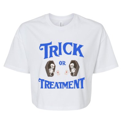 Funny Assisted Living Senior Care Trick Or Treatment Bella+Canvas Jersey Crop Tee