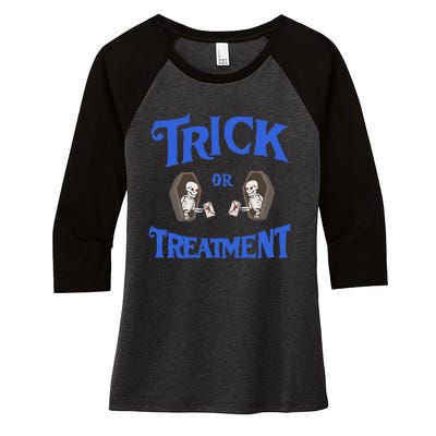 Funny Assisted Living Senior Care Trick Or Treatment Women's Tri-Blend 3/4-Sleeve Raglan Shirt