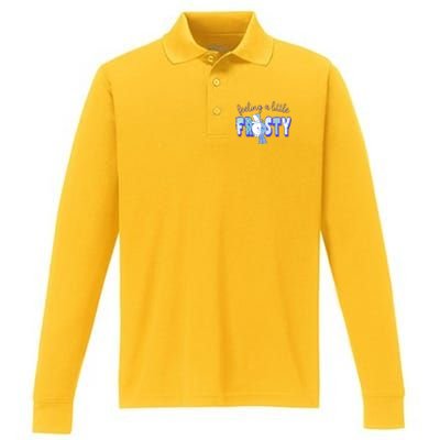 Feeling A Little Frosty Snowman Winter Performance Long Sleeve Polo