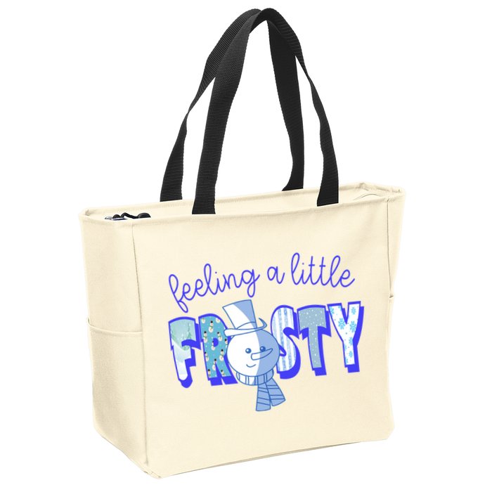 Feeling A Little Frosty Snowman Winter Zip Tote Bag
