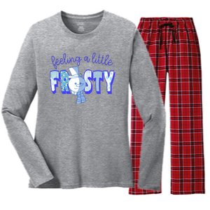 Feeling A Little Frosty Snowman Winter Women's Long Sleeve Flannel Pajama Set 