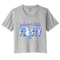 Feeling A Little Frosty Snowman Winter Women's Crop Top Tee